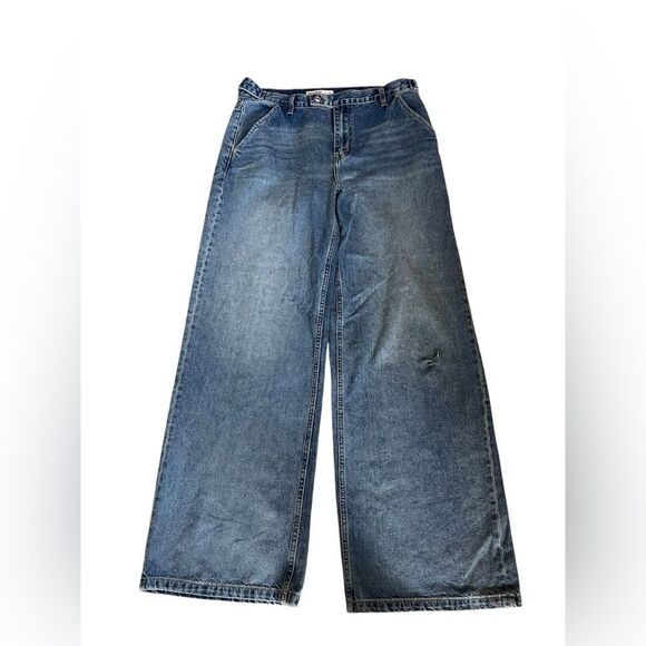 GRLFRND x Maggie MacDonald Leigh Mid Rise Trousers in Legacy Park Blue size 29 - Picture 2 of 7